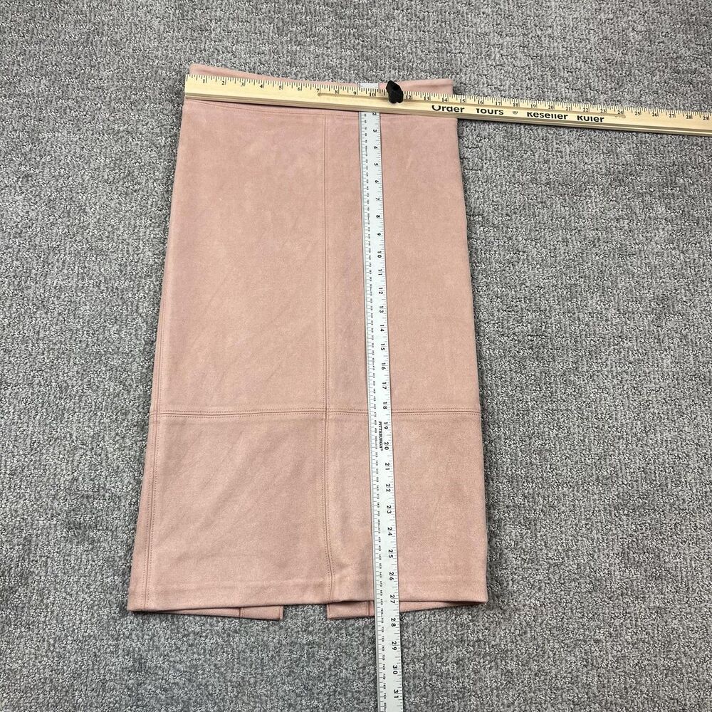 Anthropologie Akemi Kin Skirt Womens 2 Pink Faux Suede Pencil Knee Length - Picture 8 of 9